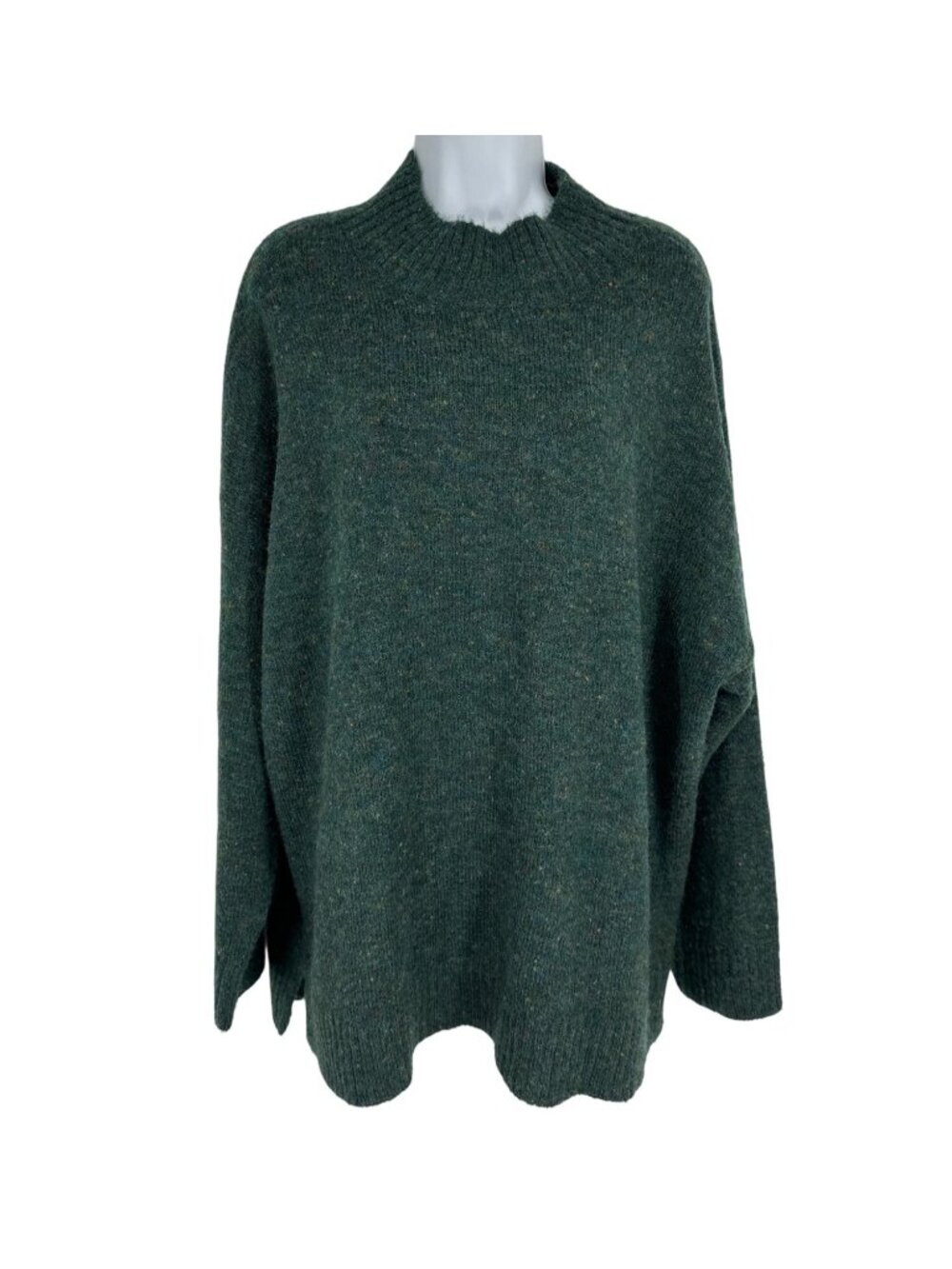 Well Worn Women's Green Speckled Long-Sleeve Mock Neck Knit Sweater XXL